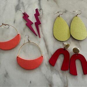Nickel & Suede Colorful Statement Earrings Set